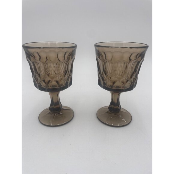 Vintage Noritake Perspective Mocha Brown Glasses 4oz Goblets Wine 2 Cups - Picture 1 of 6
